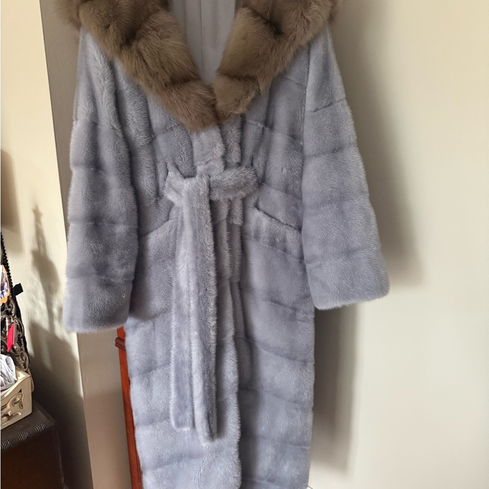 MINK FUR COAT WITH SABLE FUR COBRA STYLE HOOD 
BRAND NEW , high quality furs!